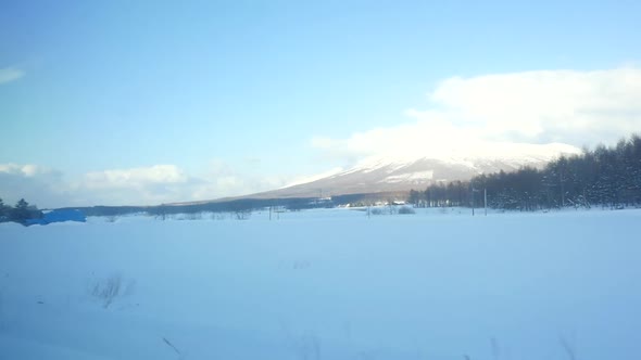 Winter Background Of A Train Window