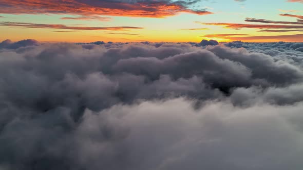 Magnificent Sunrise Over the Clouds in Madeira Island