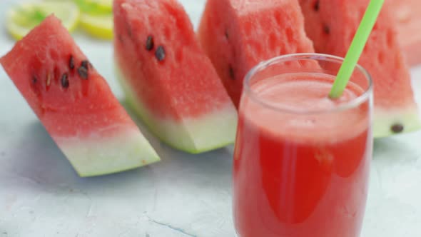 Sweet Watermelon Juice and Watermelon Slices