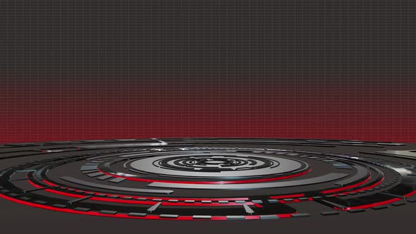 Red Podium Empty. Futuristic And Innovation Background Concept, 3D Render