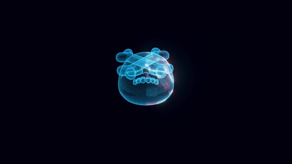 Stylized Human Skull And Bones Hologram 4k alt
