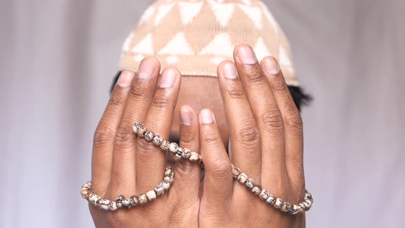 Muslim Man Praying During Ramadan, Close Up  alt