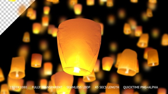 Sky Lanterns Moving Upward Center alt