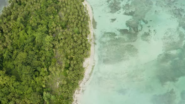 Aerial shot of a tropical Island in Bocas del Toro, Uptilt 4k.