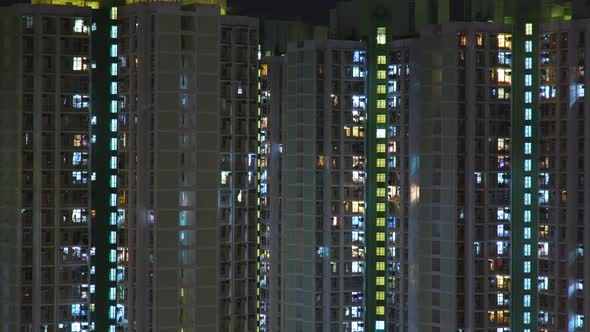 Time lapse of hong kong residential building at night 