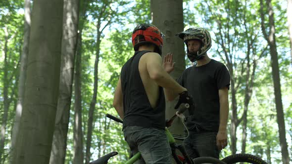 Bikers in the woods