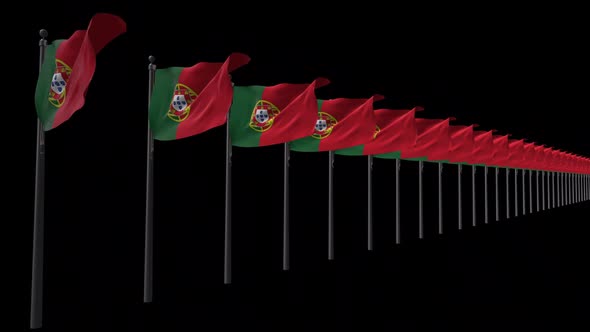 Row Of Portugal Flags With Alpha 2K