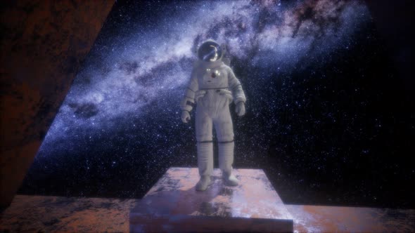 Astronaut on Space Base in Deep Space