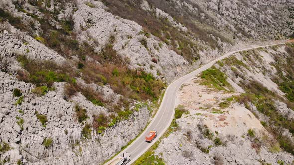 Aerial View on Way Along Mount