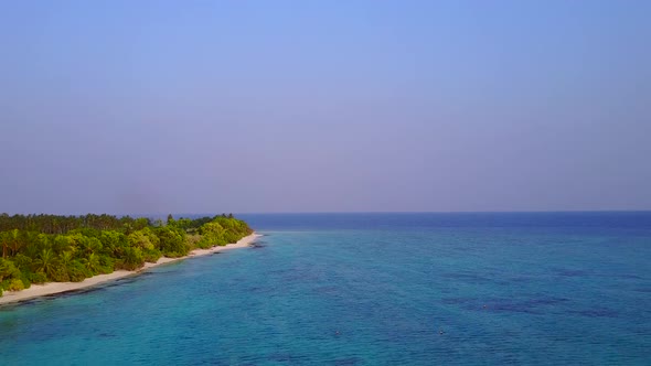 Aerial drone travel of sea view beach by ocean and sand background