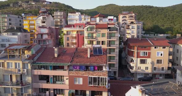 Drone Aerial View of the Typical Bulgarian Residential Buildings on the South of Bulgaria