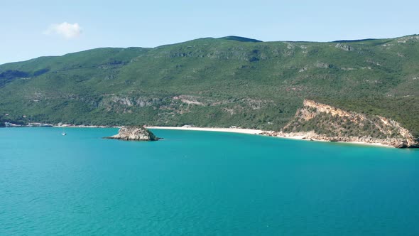 Aerial View of the Pretty Beach with Enticing Clean Waters