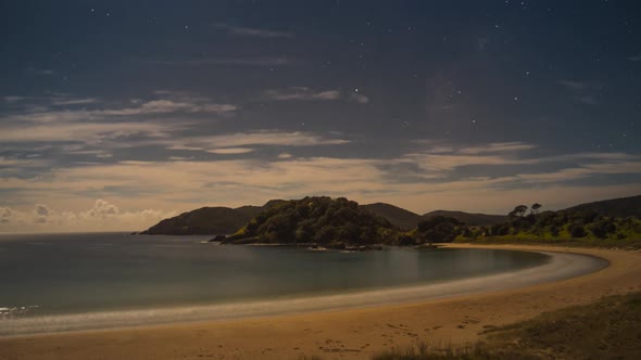 Night on beach timelapse