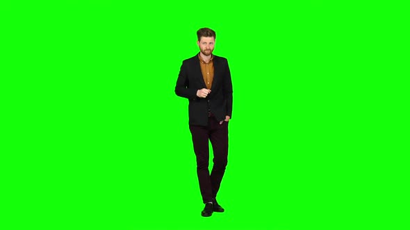 Businessman Scolds His Subordinates, They Do Not Work. Green Screen