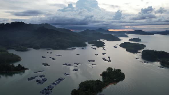 Aerial View of Fish Farms in Norway