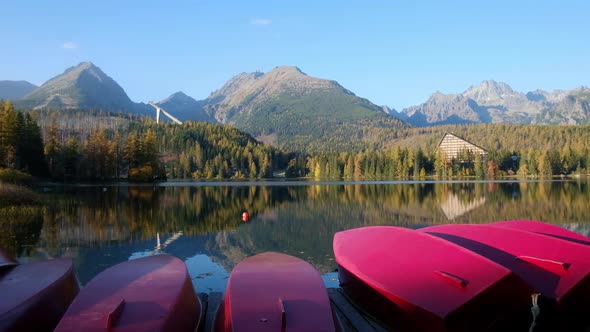Picturesque Autumn View of Lake Strbske Pleso in High Tatras National Park