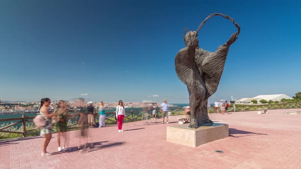 Statue of Virgin Mary Timelapse Hyperlapse in Front of the Sanctuary of Christ the King