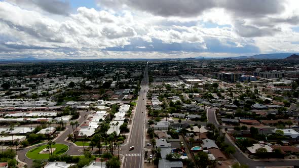 Aerial View of Scottsdale Desert City in Arizona East of State Capital Phoenix. 