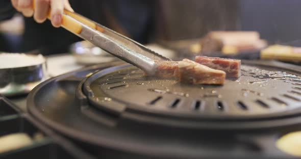 Korean BBQ at restaurant