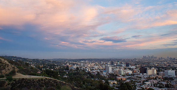 Time Lapse Sunset Clouds Roll over Hollywood