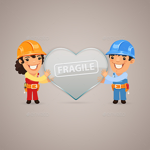Valentines Day Poster with Couple Workers