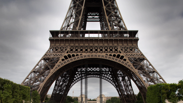Closeup O The Eiffel Tower In Paris France 7