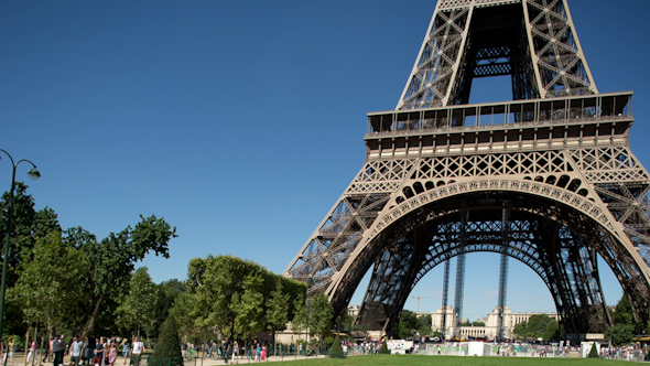 Closeup O The Eiffel Tower In Paris France 15