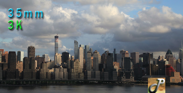 Upper Manhattan Skyline With Clouds