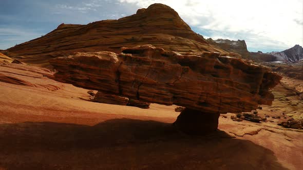 Panning view of rock balancing in the Bone Yard.