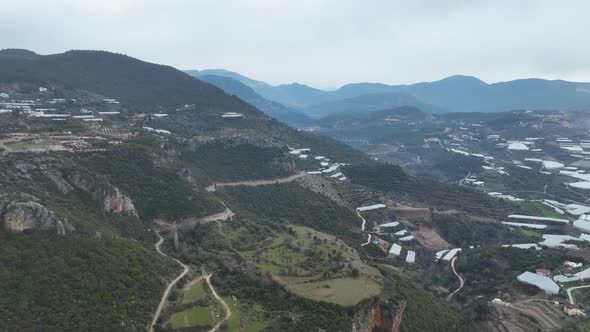 Farm Region Aerial View 4 K Alanya Turkey