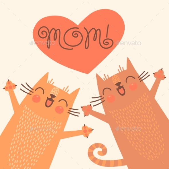 Card for Mothers Day with Cats