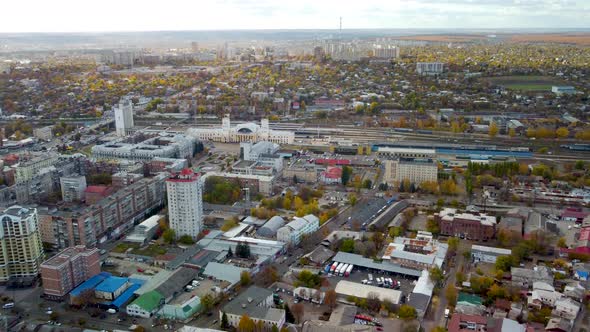 Aerial Central Kharkiv Railway station, Ukraine