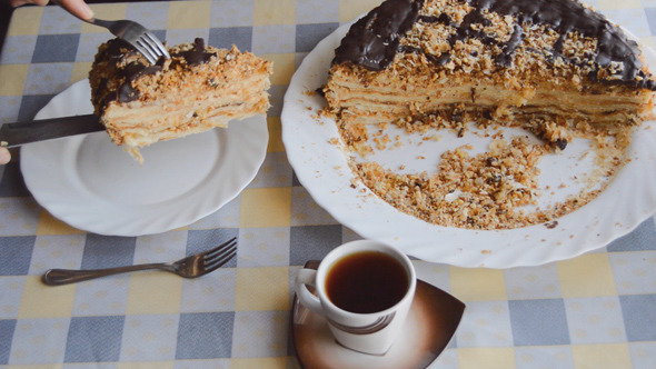 Piece of Cake Served with Coffee