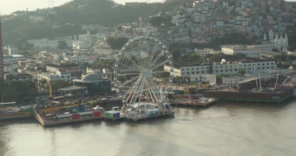 La Perla Ferris Wheel 4 Aerial Travelling Out Malecon Guayaquil City Ecuador