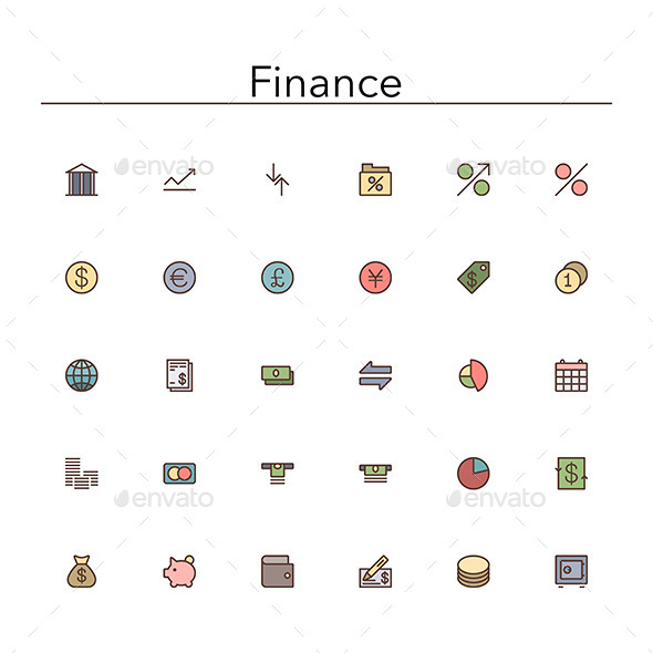 Finance Colored Line Icons