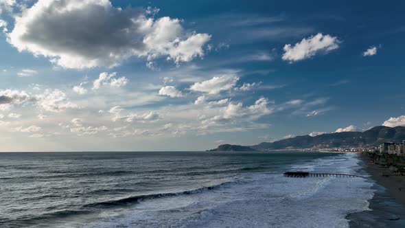 Cloudy Blue Sunset at Sea Turkey Alanya 4 K alt