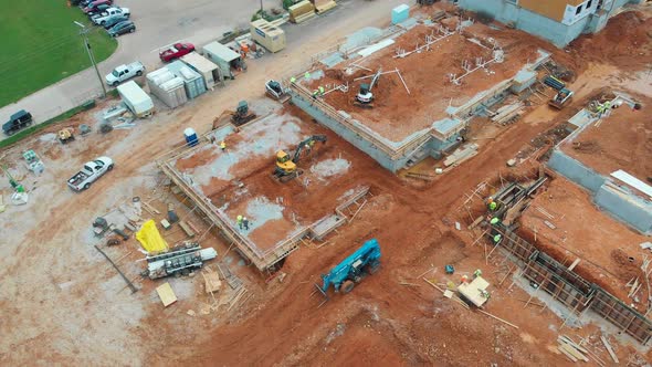 Aerial Above Construction Site Work