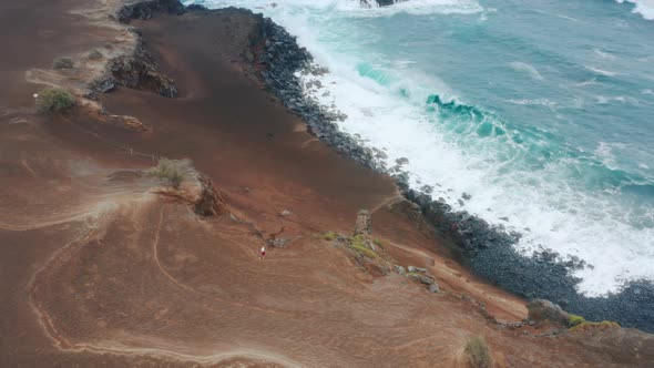 Aerial View of the Volcanic Landscape with Underground Building