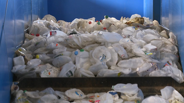 Close Up Of Recyclables On A Cleated Conveyor (4 Of 8)