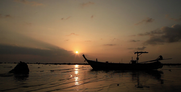 Thai Boat At Sunset