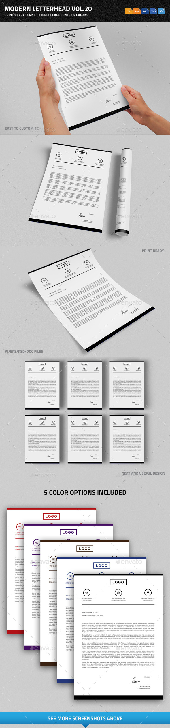 Modern Letterhead vol.20 with MS Word DOC/DOCX