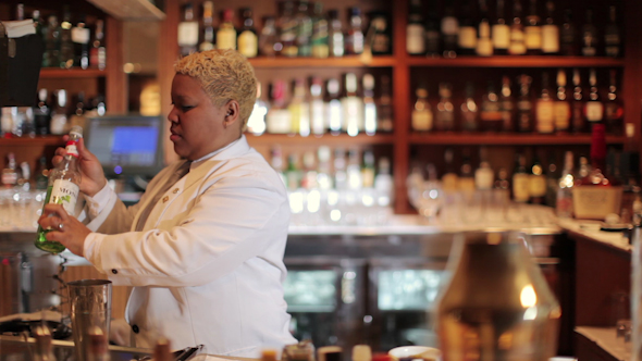 Female Cocktail Waiter In A Classic Looking Cocktail Bar Bartender 8