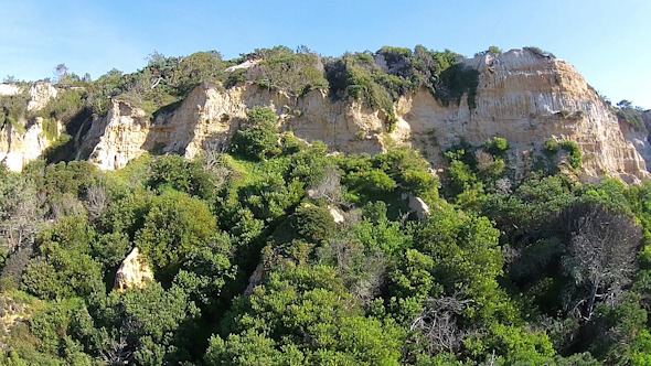 Aerial View Flying up a Sandstone Hill