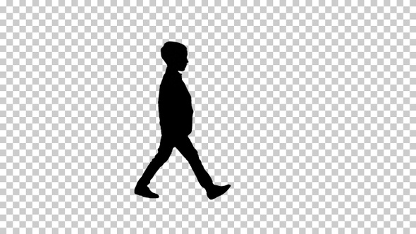 Silhouette Boy walking, Alpha Channel