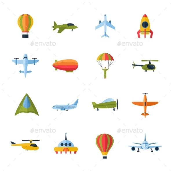 Aircraft Icons Set Flat