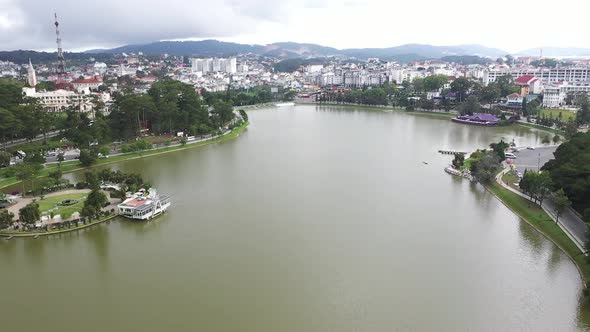 Aerial view of Lam Vien square, Da Lat city, Vietnam