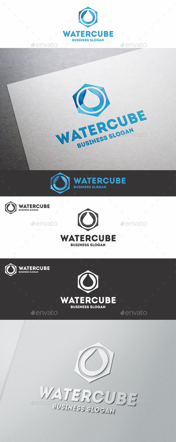 Water Cube Polygon Logo