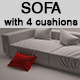 3D Sofa Model with 4 cushions - 3DOcean Item for Sale