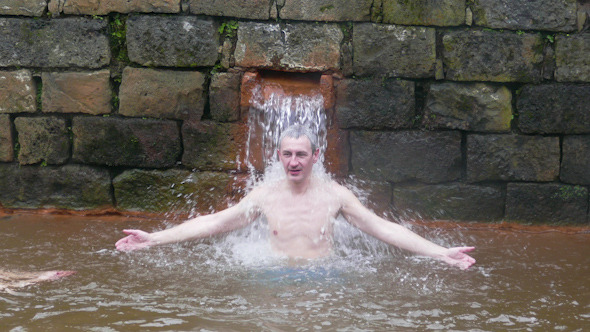 Couple Taking Bath in Hot Springs