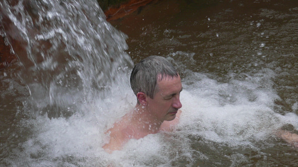Man Taking Bath in Hot Springs alt